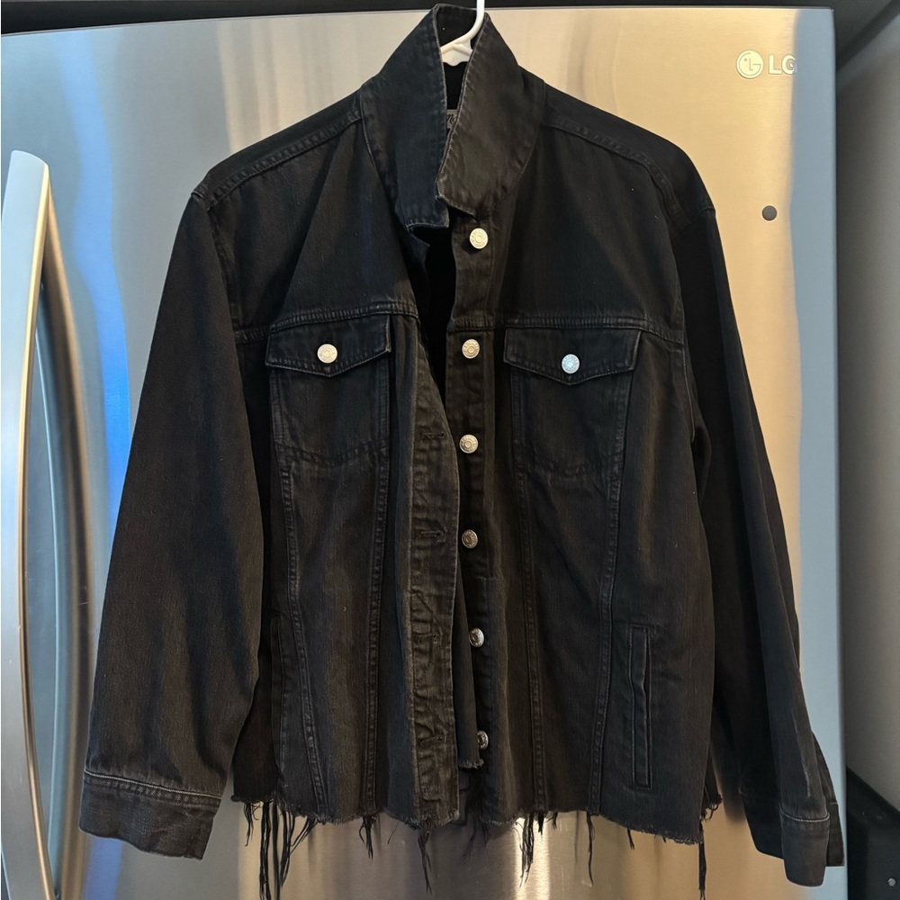 Madewell Black Distressed Jean Jacket